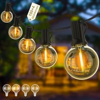 Yuusei Kültéri Fényfüzér 80m - IP45 Vízálló LED Világítás 100+4 G40 Meleg Fehér Izzóval - Erkély, Terasz, Kert Dekoráció 1