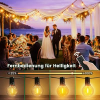 Yuusei kültéri LED fényfüzér 2x50 m távirányítóval IP45 vízálló dimmelhető G40 120 és 4 izzó kert, pavilon, erkély, esküvő 4