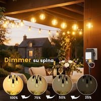 Ghirlandă luminoasă LED de exterior Yuusei pentru grădină, 15 m, cu variator de intensitate, rezistentă la apă IP45, cu 18 + 1 becuri tip glob G40 incasabile, pentru foișor și terasă 2