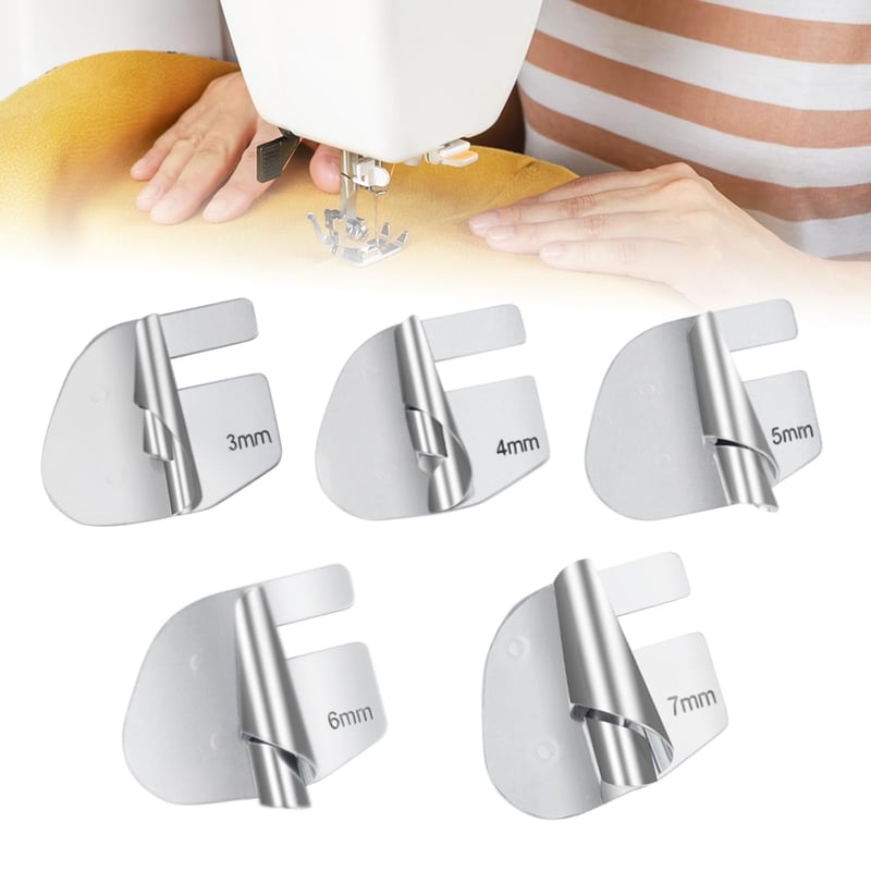 Set 5 piese picioruș de tivit îngust YUUTIAL pentru mașină de cusut - 3/4/5/6/7 mm, set piciorușe de tivire