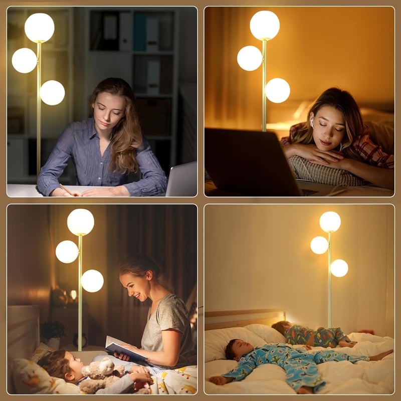 YuveSeqin arany állólámpa távirányítóval, 3 E27 LED izzóval, nappali hálószoba irodai lámpa 170 cm
