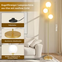 YuveSeqin arany állólámpa távirányítóval, 3 E27 LED izzóval, nappali hálószoba irodai lámpa 170 cm 2