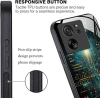 YUXING tok Xiaomi 13T / 13T Pro-hoz, cyberpunk geometriai mintás üveg hátlap 3