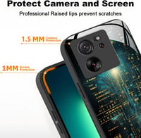 YUXING tok Xiaomi 13T / 13T Pro-hoz, cyberpunk geometriai mintás üveg hátlap 5