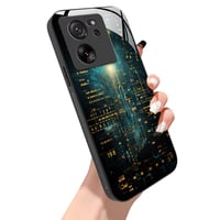 Kryt YUXING na Xiaomi 13T / 13T Pro, sklenený zadný kryt s geometrickým cyberpunkovým vzorom 2