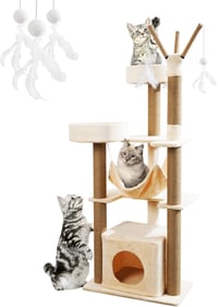 yuyuepetzone 126 cm magas macskavár, macskavilla kaparófával, hálóval és játékokkal 8