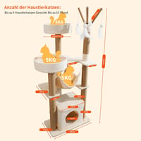 yuyuepetzone 126 cm magas macskavár, macskavilla kaparófával, hálóval és játékokkal 2