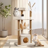 yuyuepetzone 126 cm magas macskavár, macskavilla kaparófával, hálóval és játékokkal 6
