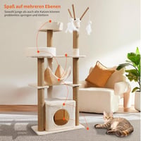 yuyuepetzone 126 cm magas macskavár, macskavilla kaparófával, hálóval és játékokkal 3