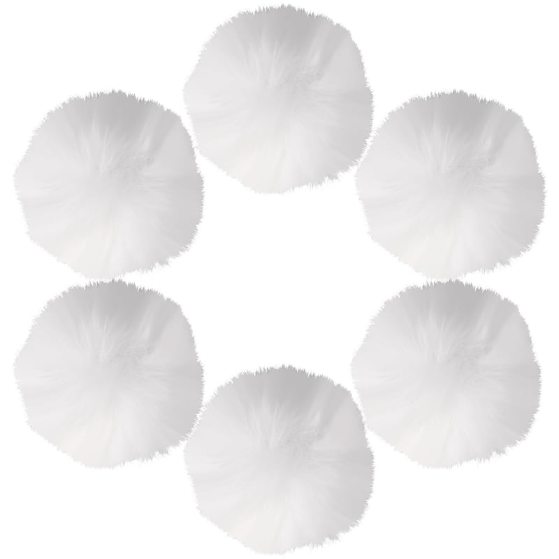YUYWWAN 6 pomponuri din blană artificială 7 cm alb, globuri decorative pufoase rotunde pentru căciuli, eșarfe, mănuși, genți, decorațiuni de brad, DIY