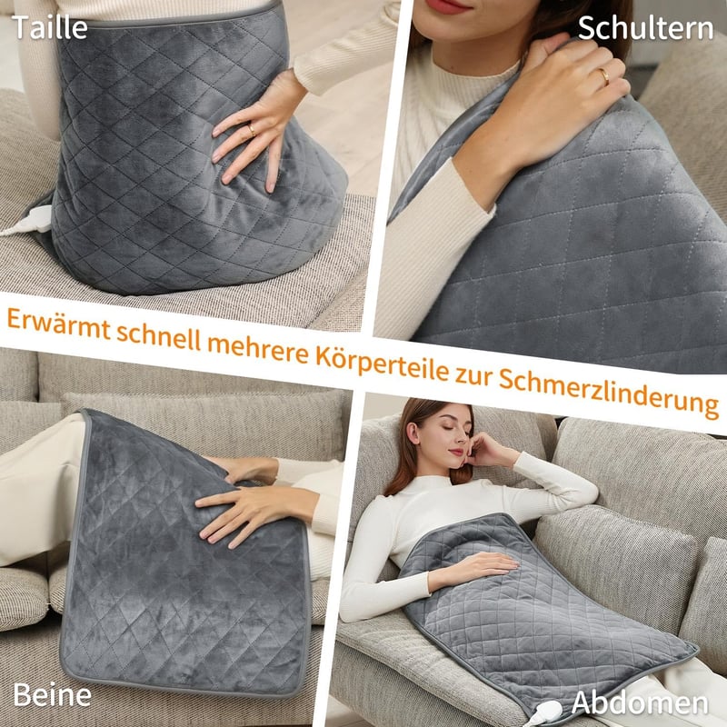 Yuzonc Elektromos Melegítőpárna 80x40cm - 6 Hőfokozat, Automatikus Kikapcsolás, Mosható, Extra Nagy Méret Hátra, Vállra, Hasra
