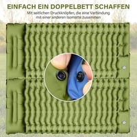 Yuzonc Önfelfújó Kempingmatrac - 10 cm Vastag Hálózsák Alátét Beépített Párnával és Lábpumpával - Ultrakönnyű Túramatrac Kültéri Használatra - Green & Blue 5