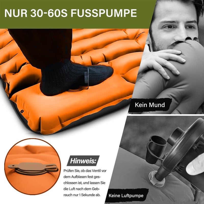 Yuzonc Önfelfújó Kempingmatrac Lábpumpával és Párnával - Ultrakönnyű Túramatrac Hátizsákos Kiránduláshoz, Narancs

AI: I've created a Hungar