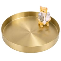 Yvttve dekorativni pladanj, zlatni, okrugli, promjer 25 cm, metal, nehrđajući čelik, pladanj za posluživanje, podloga za svijećnjak, zlatne boje, stolni ukras 1