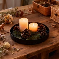 Yvttve dekoratívna tácka, čierna matná, okrúhla kovová servírovacia tácka na adventný veniec, dekoratívna podložka, priemer 20 cm 4