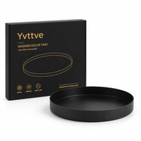Yvttve dekoratívna tácka, čierna matná, okrúhla kovová servírovacia tácka na adventný veniec, dekoratívna podložka, priemer 20 cm 1