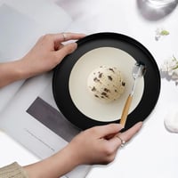 Yvttve dekoratívna tácka, čierna matná, okrúhla kovová servírovacia tácka na adventný veniec, dekoratívna podložka, priemer 20 cm 7