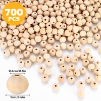 700 ks prírodných drevených korálikov s dierkou 10 mm na remeselné a makramé projekty, súprava prírodných drevených korálikov na hobby a DIY 2