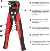 Clește automat pentru dezizolat YWHWXB 3 în 1, roșu-negru, 10-24AWG, 0,2-6,0mm², pentru tăiere și sertizare 6