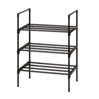 Ywinler metalna polica za cipele na 3 kata, slagajuća - crna - 43x25x65 cm 1
