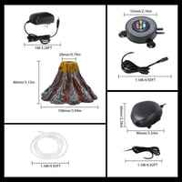 Set Decorațiune Vulcan pentru Acvariu YWNYT, Piatră de Aer cu Lumină LED Multicoloră, Ornament cu Bule pentru Acvariu și Pești 5