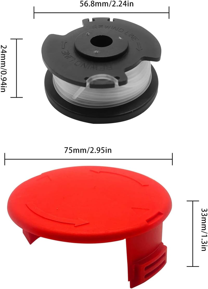 YWNYT Fűkasza Cséve Einhell GE-CT 18/28 Li-hez, 1,6mm Nylon Vágófonal 10db + 2 Sapka