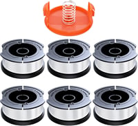 YWTESCH Fűkasza Damil Szett - 6 db Vágószál Tekercs Black and Decker Fűszegélynyíróhoz, 1,65 mm x 10 m, Fedéllel és Cserealkatrésszel 1
