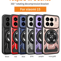 Puzdro YXINDAFU pre Xiaomi 15, s 360-stupňovým otočným magnetickým krúžkom a stojanom, vojenská ochrana z TPU silikónu a PC, odolné voči nárazom a poškriabaniu, pre Xiaomi 15 5G 2