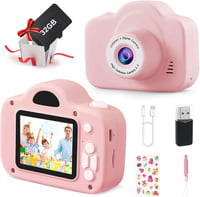 YYDadboy Gyerek Digitális Fényképezőgép, 1080P HD Videó, 2.0" Szemkímélő Kijelző, 32GB Micro SD Kártya, Játékokkal, Rózsaszín 1