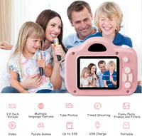 YYDadboy Gyerek Digitális Fényképezőgép, 1080P HD Videó, 2.0" Szemkímélő Kijelző, 32GB Micro SD Kártya, Játékokkal, Rózsaszín 3