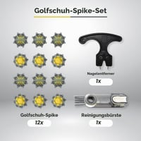 Set de înlocuire crampoane de golf YYMT 12 buc - Crampoane pentru pantofi de golf cu perie de curățare și instrument de schimb 6