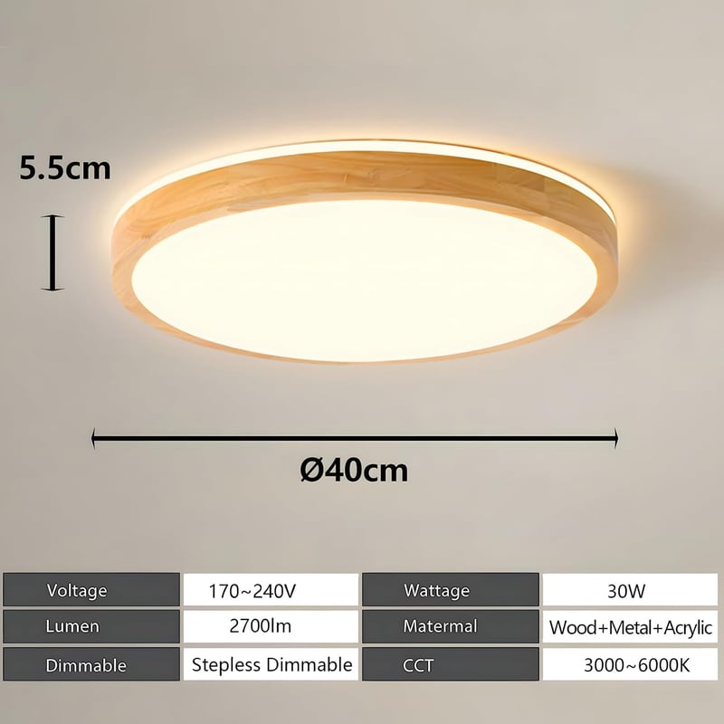 YYUTLUO LED Mennyezeti Lámpa Fa 40cm, Dimmelhető Távirányítóval, 2700-6500K