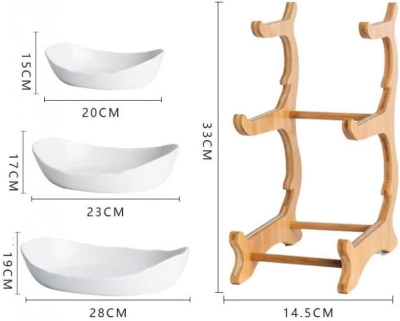 YYW 3-szintes Kerámia Gyümölcstartó Bambusz Alappal - Zöld Porcelán Tárolóállvány Konyhapultra Gyümölcsnek, Zöldségnek, Pékárunak