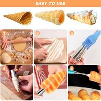 YZDZSW 21 részes rozsdamentes cannoli forma szett, nem tapadó krémsürgős kúp sütőforma kefével 4