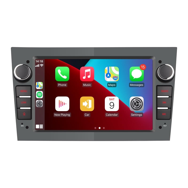 Autorádio YZKONG pre Opel Antara, Corsa, Vivaro, Combo, Zafira – 2DIN dotykový displej, bezdrôtové CarPlay, Android Auto, RDS, Bluetooth, USB, sivé
