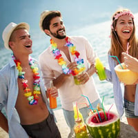 Yzpklhw 12 db Hawaii virágfüzér szett, színes lánc nyaklánc luau party dekorációhoz 7