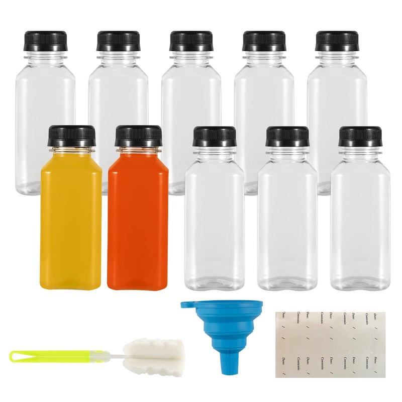 Yzpklhw 250 ml višekratne plastične bočice za sok, 10 komada, prozirne, za smoothie, voćne sokove, vodu, mlijeko, za hladnjak