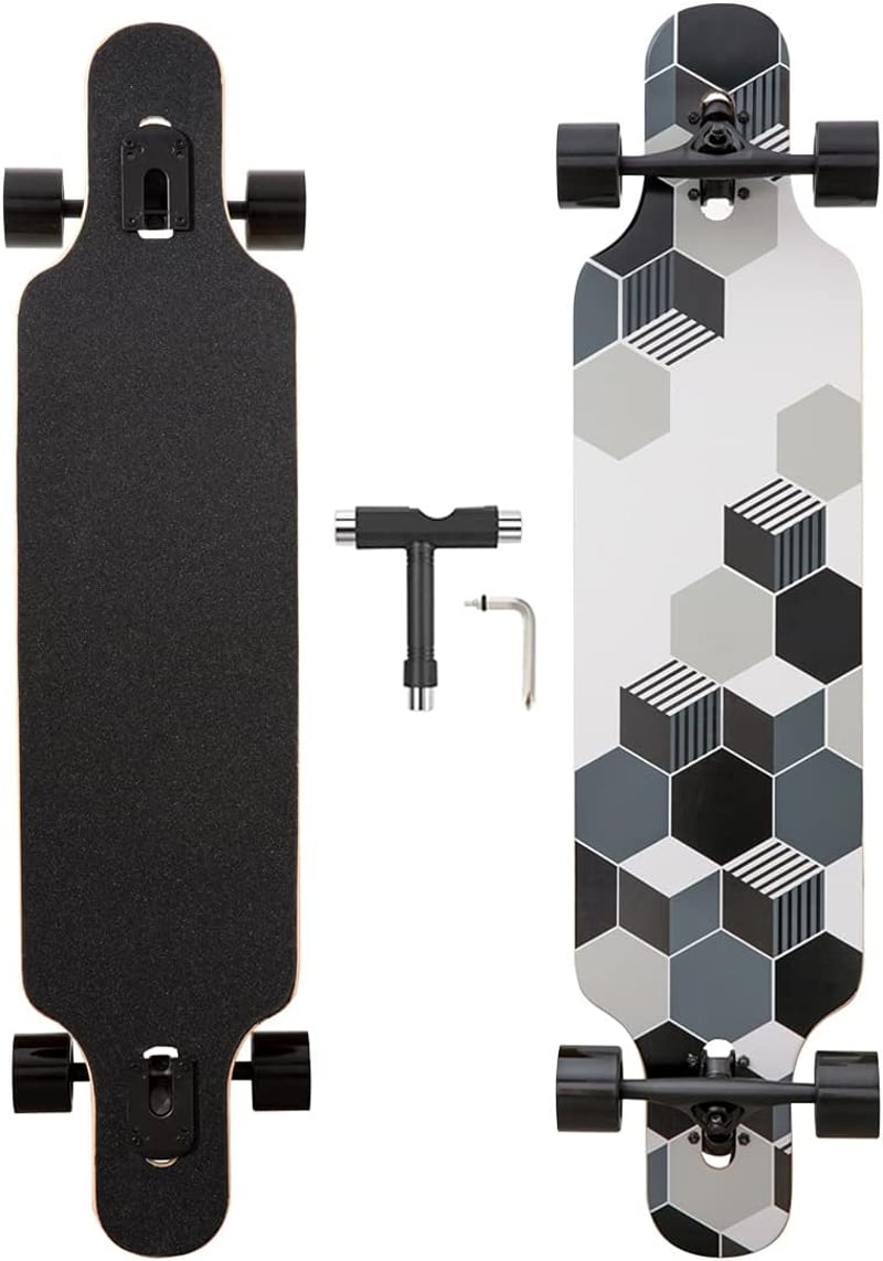 Yzszsjc 8-Rétegű Juhar Longboard Cruiser Komplett Szett PU Kerekekkel