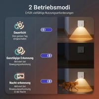 YzzYzz LED noćno svjetlo za utičnicu sa senzorom pokreta i 3 boje svjetla, pakiranje od 6 komada 4