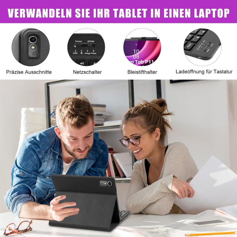 Zabatoco Lenovo Tab P11 Gen 2 Billentyűzetes Tok 7 Szín Háttérvilágítás
