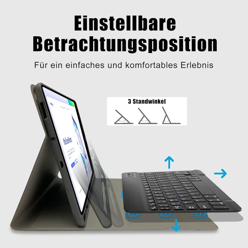 Zabatoco Samsung Galaxy Tab S6 Lite 10.4" Billentyűzetes Tok QWERTZ Mágneses Bluetooth