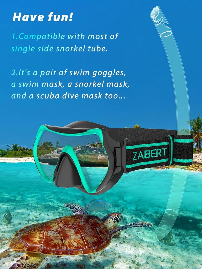 ZABERT M1 búvárkodás úszószemüveg felnőtteknek, kényelmes rugalmas fejpánt, snorkel maszk