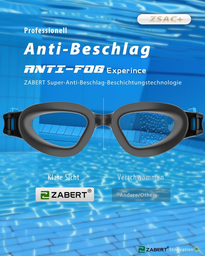 ZABERT Úszószemüveg Felnőtt Unisex Anti-Köd UV-Védelem Vízálló