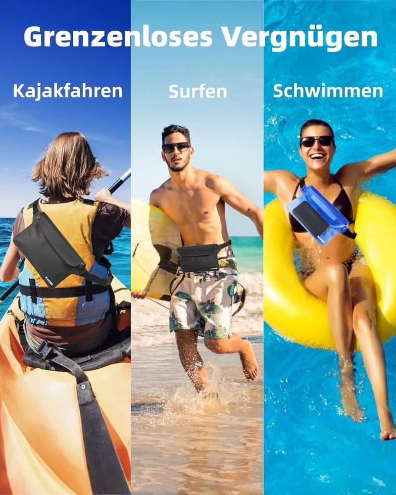 Zacro 2 db Vízálló Telefontok Állítható Pánttal - Pénztárca és Okostelefon Védőtok Strandoláshoz, Vízi Sportokhoz, Kerékpározáshoz és Túrázá