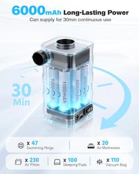 Zacro 6000 mAh elektromos légpumpa, hordozható, 2 az 1-ben felfújás-leeresztés 2