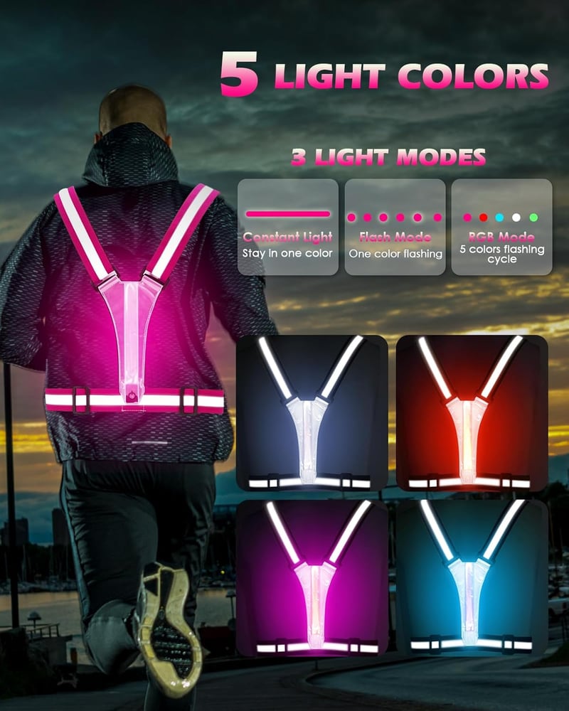 Zacro LED futógilet fényvisszaverő USB töltős futólámpa kerékpározáshoz