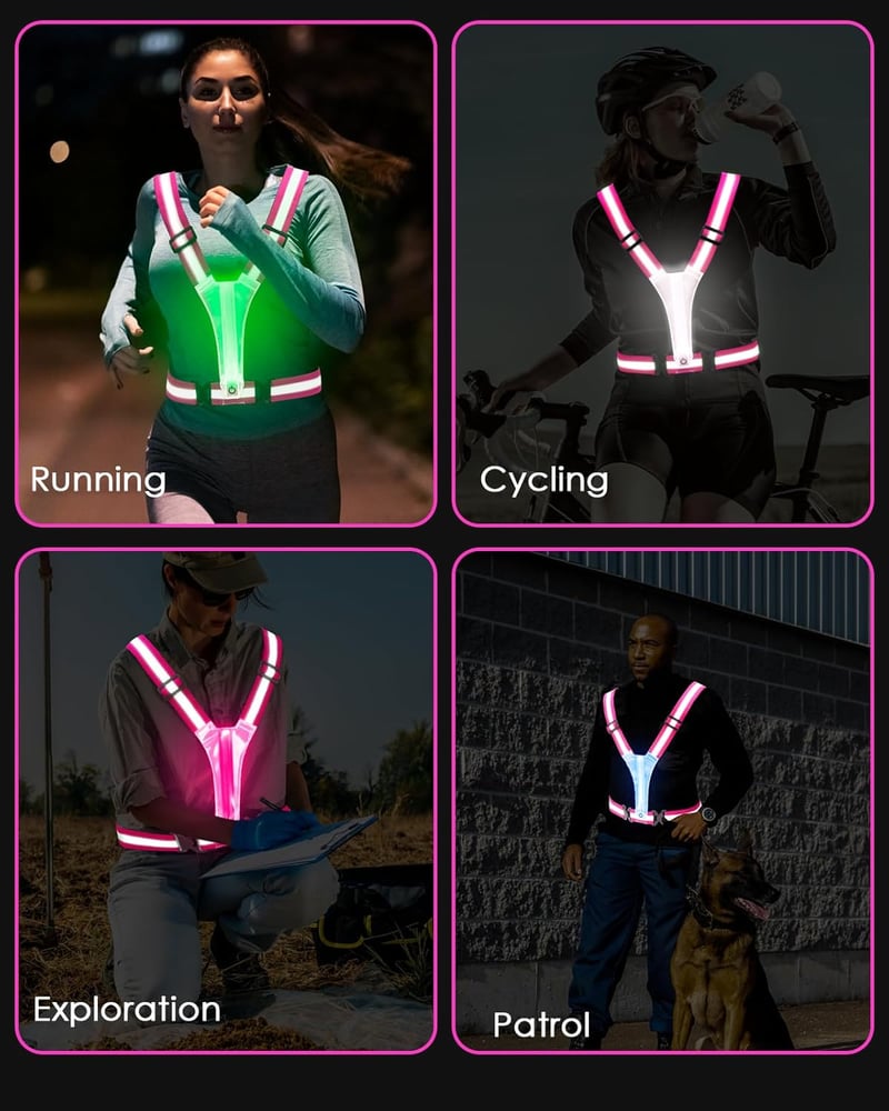 Zacro LED futógilet fényvisszaverő USB töltős futólámpa kerékpározáshoz