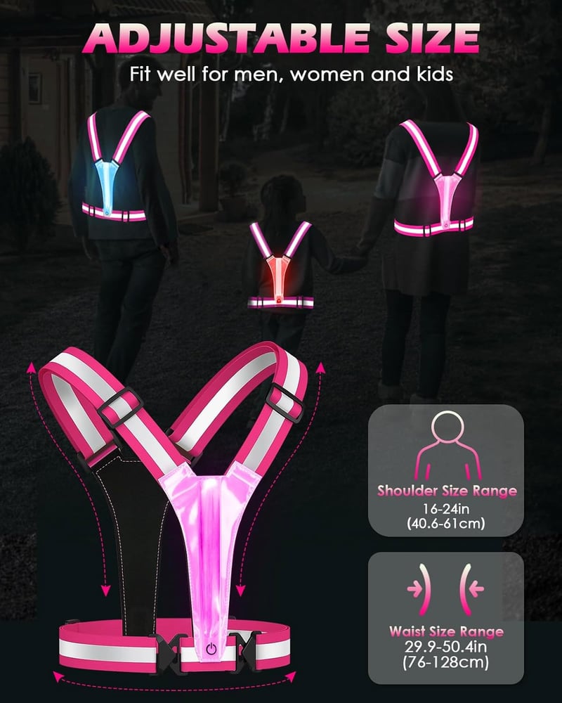 Zacro LED futógilet fényvisszaverő USB töltős futólámpa kerékpározáshoz