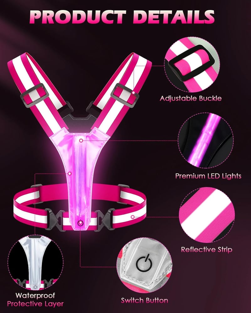 Zacro LED futógilet fényvisszaverő USB töltős futólámpa kerékpározáshoz