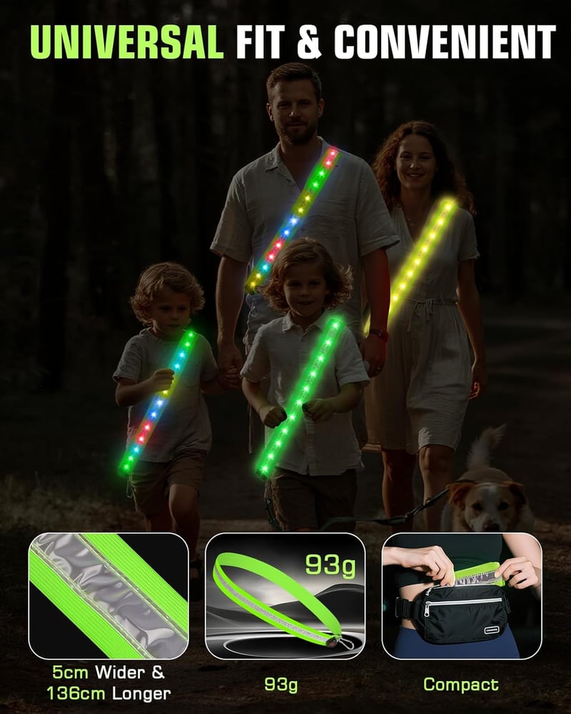 Zacro LED Reflektív Futóöv Fényvisszaverő Biztonsági Lámpa Sétáláshoz Futáshoz Kerékpározáshoz